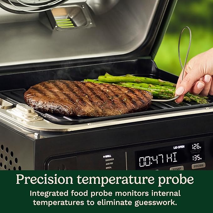 Cuisinart Outdoor Electric Grill, 8-in-1 Air Fryer/Grill/Smoker, 154 sq in | Cuisinart FlavorBoost 8-in-1 outdoor electric grill, 1800W small electric grill with air fryer & wood-pellet drawer, CEG-1302