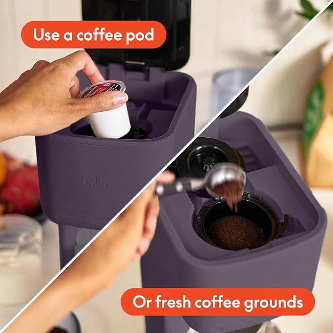 bella K Cup Coffee Maker w/ Water Tank, Plum