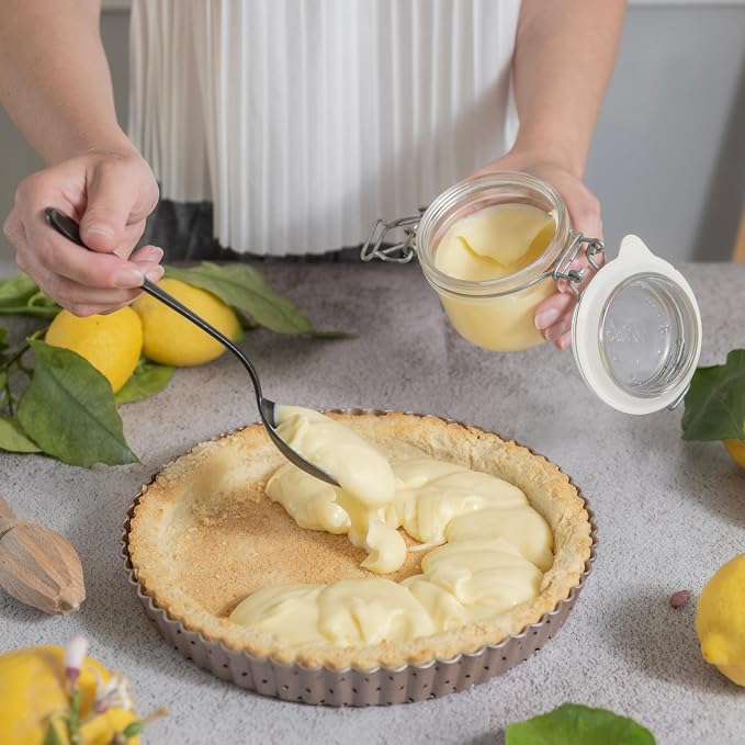 9 inch Tart Pan with Removable Bottom Nonstick, PFOA & BPA Free | | Non-Toxic - High Carbon Steel - Gold - Perforated Tart Mold