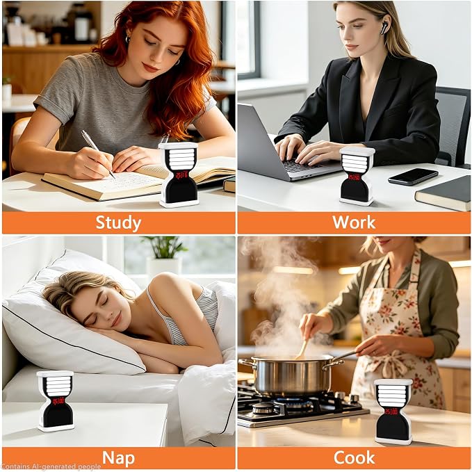 Pomodoro Timer for Productivity, Visual Digital Hourglass Timer | 5/25Min Preset, Custom Countdown Count-up, On/Off, Loud Alarm Mute, Rechargeable Flip Timer for ADHD Tool Study Work Kitchen