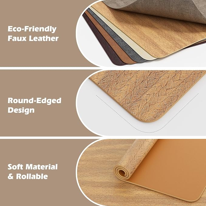 Aofmee Faux Leather Placemats Set of 6 - Waterproof - Wipeable - Washable - Heat Resistant - Anti Slip Stain Resistant Kitchen Dining Table Place Mats, Suitable for Indoor & Outdoor Use, Easy to Clean