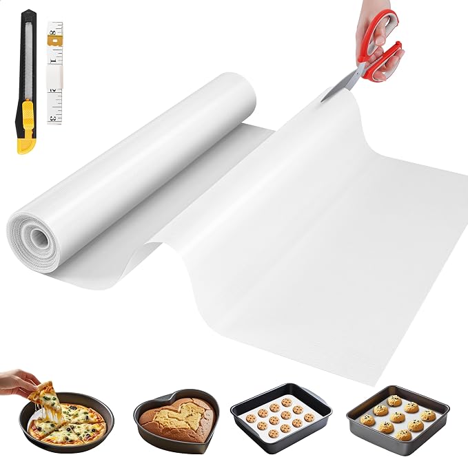 GTJ Silicone Baking Mat Roll, Reusable Baking Sheet Liners, 12 in x 10 ft | Free Cut to Size, Food-Grade, Non-Stick, Non-Slip, For Dough, Pastry, Air Fryer, Freeze Dryer, Oven Pan, Kitchen Counter