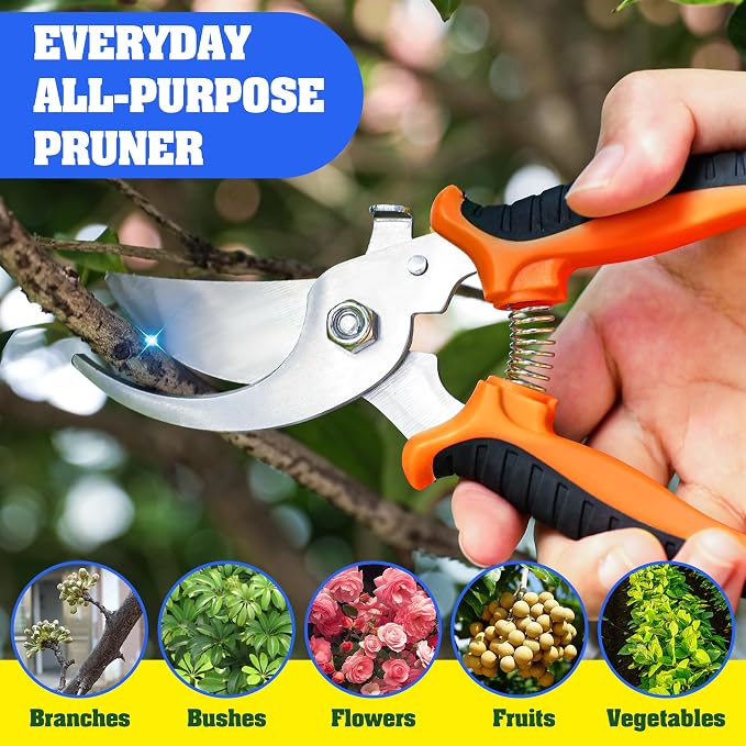 EWPJDK 4 Pack Garden Pruning Shears Scissors Clippers Stainless Steel | Gardening Shears, Gardening Shears, Pruning Snips for Gardening Tools, Securely Lock, Non-Slip, Ergonomically Designed