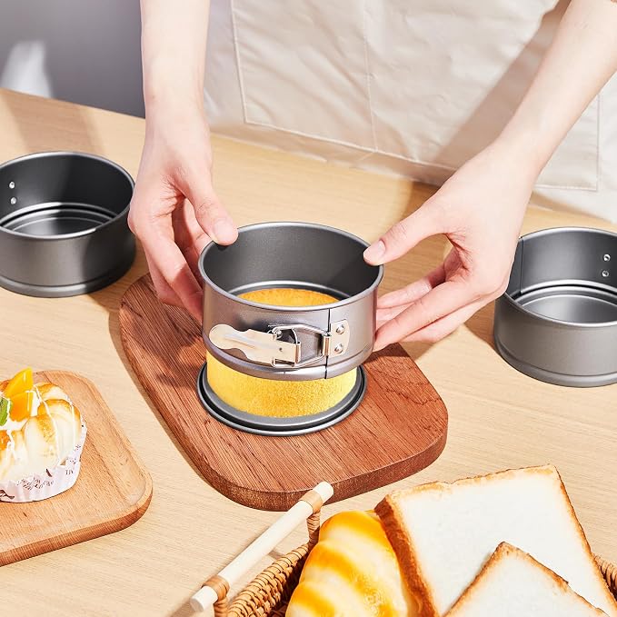 12 Pcs 4 Inch Springform Pan for Baking Mini Cheesecake Pans with Removable Bottom Nonstick Leakproof Round Cake Mold Spring Form Molds for Mini Cheesecake Pizza and Quiches (Grey)