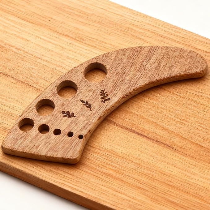 Wooden Crescent-Shaped Vegetable Separator, Pottery Herb Stripper Tool Supplies, Fun Kitchen Gadgets, Exquisite Herb Stripper Bowl Gifts for the Kitchen Suitable for Home Use & Chefs
