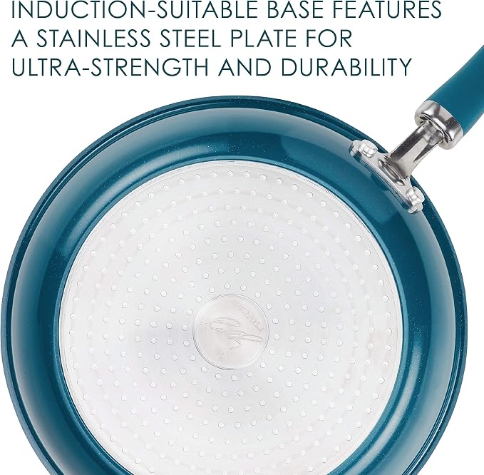Rachael Ray Create Delicious Nonstick Saute/All Purpose Pan with Lid, 3 Quart - Teal Shimmer, teal shimmer blue