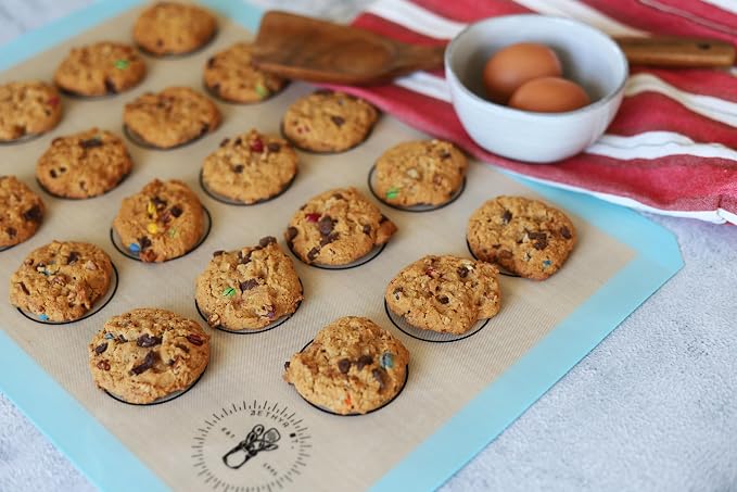 Macaron Baking Mat Silicone Non Stick, 3/4 Sheet Reusable Pack of 3 Blue | Non-Stick Macaron Mat for Easy Baking, Heat Resistant & Dishwasher Safe, Reusable & Eco-Friendly, For Cookies & More, 13x19”