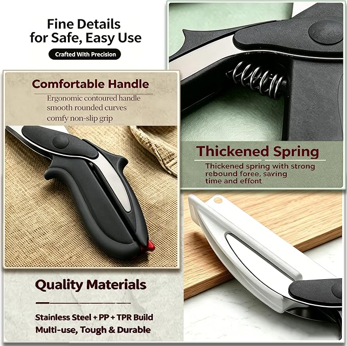 2-in-1 Kitchen Scissors with Cutting Board,Salad scissors. | Detachable Blades.Safety Lock, Dishwasher Safe Portable food cutter sharp slicer for vegetable, fruit, meat, light meal.