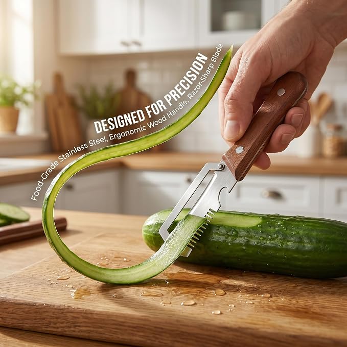 Multifunctional Vegetable Peeler - Vegetable Peeler with Bottle Opener, Stainless Steel Peeler with Wooden Handle, Fruit Peeler for Kitchen, Camping, Travel