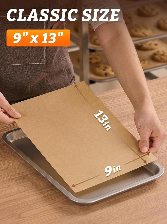 SMARTAKE 400 Pcs Parchment Paper Baking Sheets, Pre-Cut, 9x13 Inches | Unbleached Non-Stick Greaseproof Baking Paper, Oven Safe up to 450°F, for Frying Grilling Steaming Bread Cakes Cookies Meats