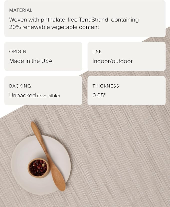 Chilewich Bamboo Placemats Set of 4, Woven Oval Placemats | Reusable, Stain-Resistant, Indoor/Outdoor Tabletop Protection, 19" x 14", Chino