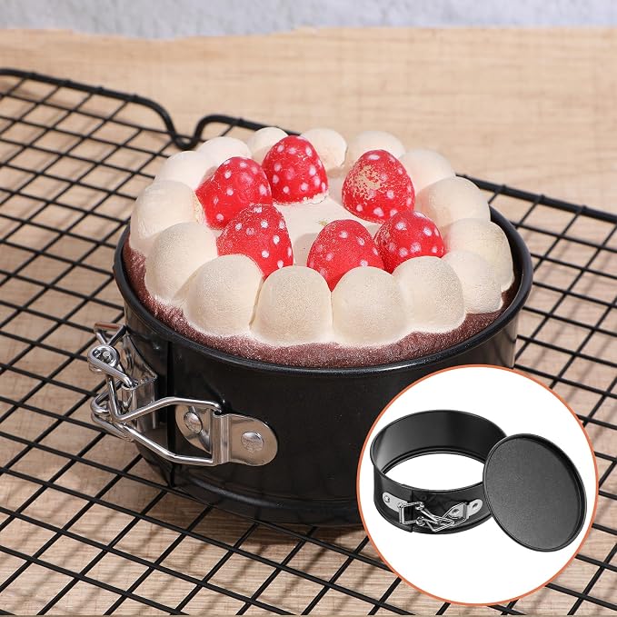 10 Pcs 4 Inch Springform Pan Set, Nonstick Leakproof Mini Cheesecake Pans With Removable Bottom, Round Cake Mold For Baking Mini Cheesecakes, Pizzas, Quiches, Black