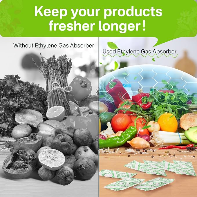 16 Pack Produce Saver Refill Kit, Ethylene Gas Absorber Refills, Green | Ethylene Gas Absorber Refills for Produce Keeper and Crisper Inserts, Fridge Keep Fresh, Fruits & Vegetables Storage