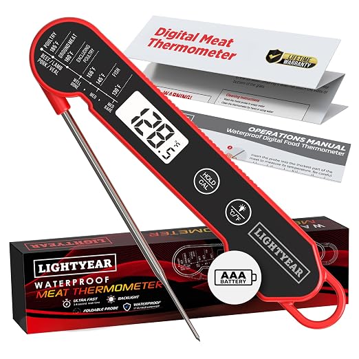 Lightyear Digital Meat Thermometer – Instant Read for Grilling | Cooking thermometer for meat, BBQ and grilling – grilling thermometer, food thermometer, waterproof meat temp probe