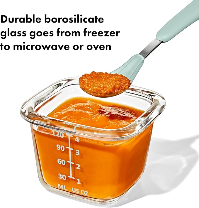 OXO Tot Glass Baby Blocks Food Storage Containers (4 oz) - Opal