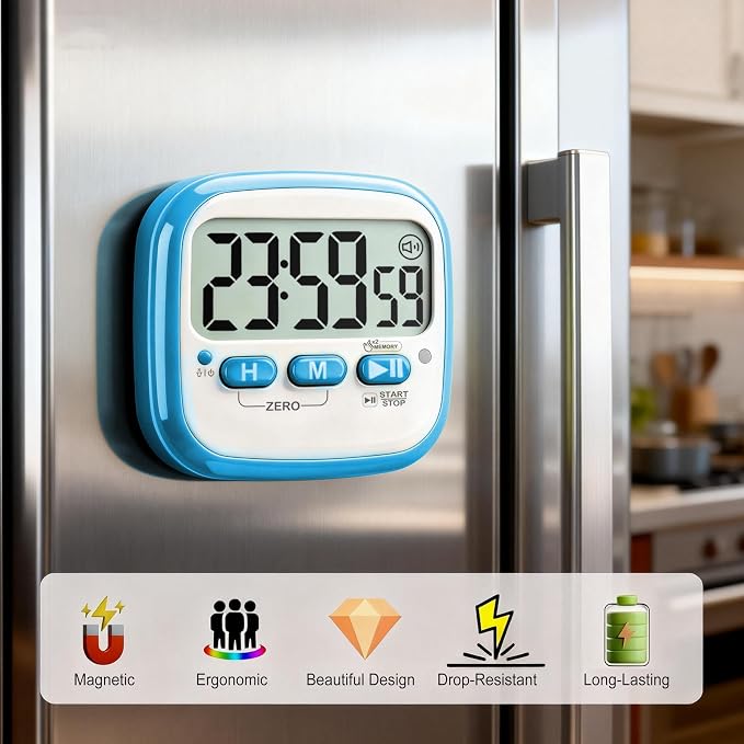 2 Pack Classroom Timers for Kids Teachers, Magnetic Countdown Digital Kitchen Timer for Cooking, Study, Exercise, Games, Time Mangement - Loud/Silent Mode - Battery Included