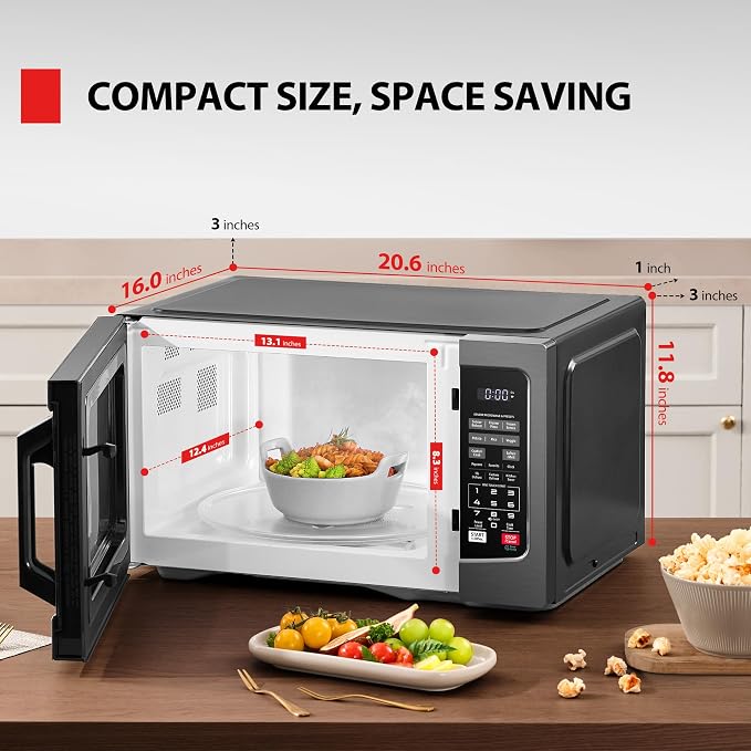 TOSHIBA Countertop Microwave Oven, 1.2 Cu.Ft, 1000W, Black | 12.4" Removable Turntable, Smart Humidity Sensor, 12 Auto Menus, Mute Function, ECO Mode, Easy Clean Interior