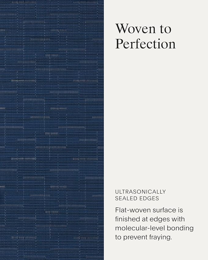 Chilewich Bamboo Placemats Set of 4, Woven Oval Placemats | Reusable, Stain-Resistant, Indoor/Outdoor Tabletop Protection, 19" x 14", Lapis