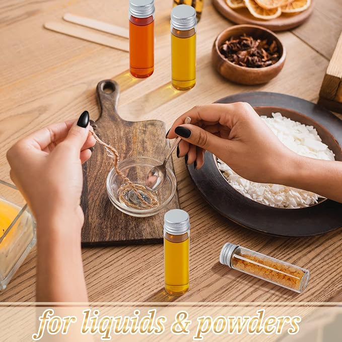 Didaey 100 Pcs Small Clear Vials Spice Mini Jars with Lids Mini Glass Bottles with Screw Aluminum Metal Caps Tiny Jars Sample Containers for Powder Cream Cosmetic Jewelry Wedding (20 ml,Silver Caps)