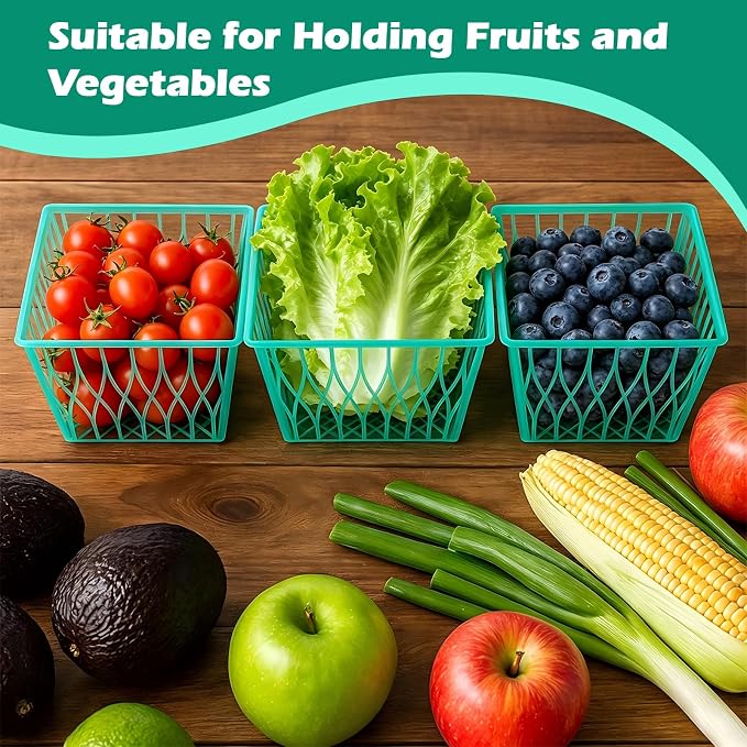 20 Pack Plastic Berry Baskets Strawberry Basket 4-Inch Berry Picking Basket Farmer Market Produce Baskets Fruit Vegetable Storage Containers