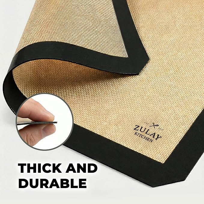 Zulay Kitchen Silicone Baking Mat Sheet Set - Reusable Baking Mat Nonstick - Half Sheet Baking Mat For Oven (Black, 1 Pack)