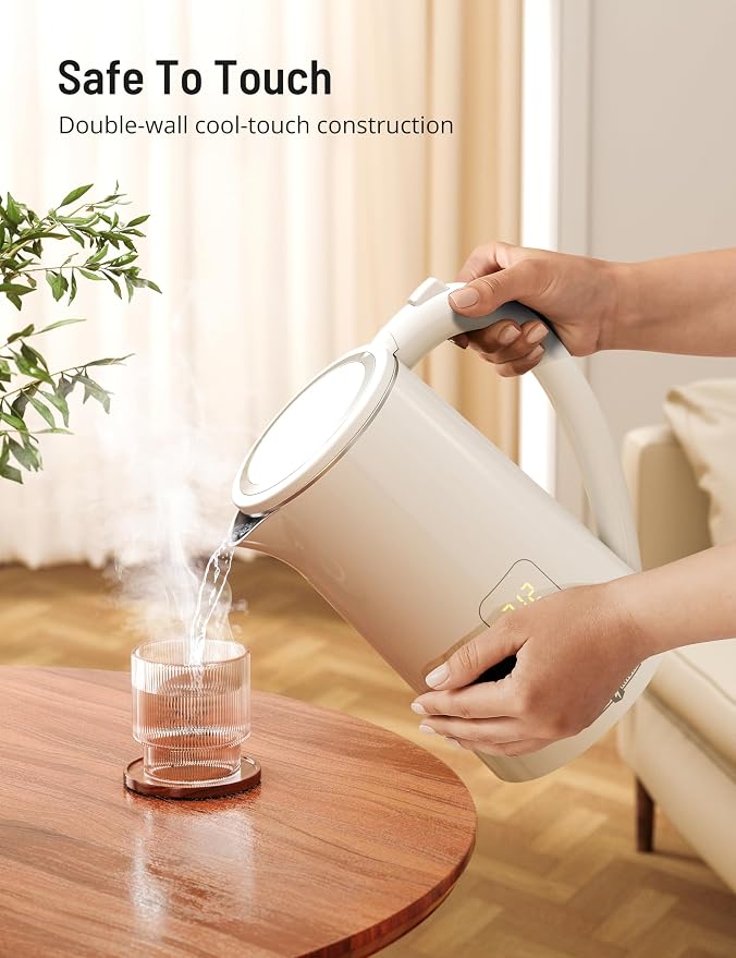 Electric Kettle Temperature Control, 1.7L Large Electric Tea Kettle, 4H Keep Warm Hot Water Boiler with 6 Presets, LED Screen Electric Kettles for Boiling Water, Boil-Dry Protection