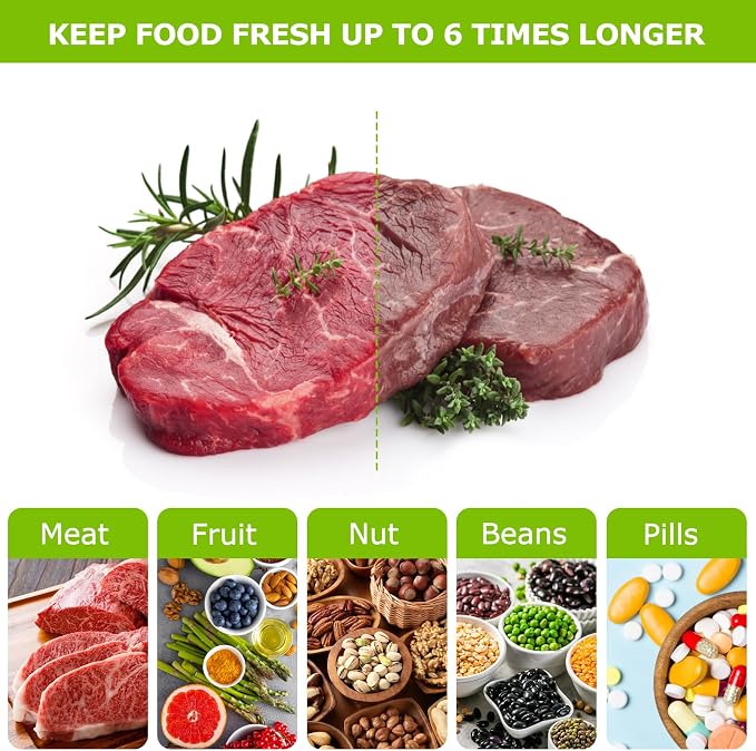 Bonsenkitchen Precut Vacuum Food Sealer Bags 100 Pint 6" x 10", BPA Free | Commercial Grade Textured Food Vacuum Sealer Bag, Thick Embossed Bags for Food Storage and Sous Vide Cooking