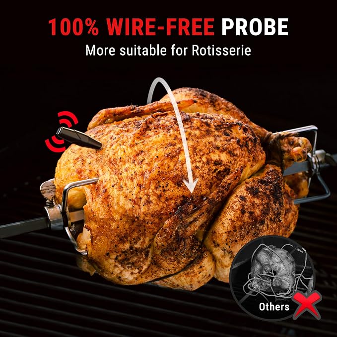 TempPro TempSpike 1000FT Wireless Meat Thermometer Digital with 2 Probes | RF Technology, Wire-Free IPX8 Probes, Alarms, Large Backlit LCD, Food Thermometer Cooking Turkey, Smoker, BBQ, Grill Gift