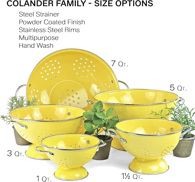 Calypso Basics by Reston Lloyd Powder Coated Enameled Colander, 1 Quart, Lemon