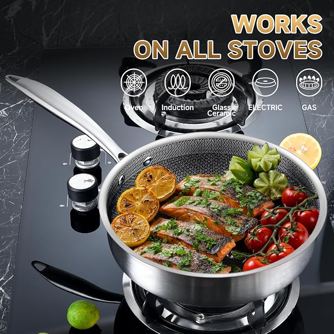 LOLYKITCH 3-Quart Deep Skillet with Lid | 10 Inch | Riveted Handle | Hybrid Nonstick | Sauté Pan | Dishwasher & Oven Safe | 2-3 Servings | Induction Compatible
