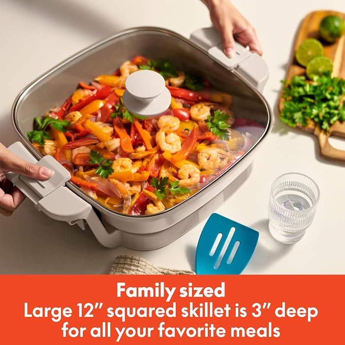 bella Fits-Anywhere™ SAUTE Make & Take Skillet, Non-Toxic, Ceramic, Oatmilk