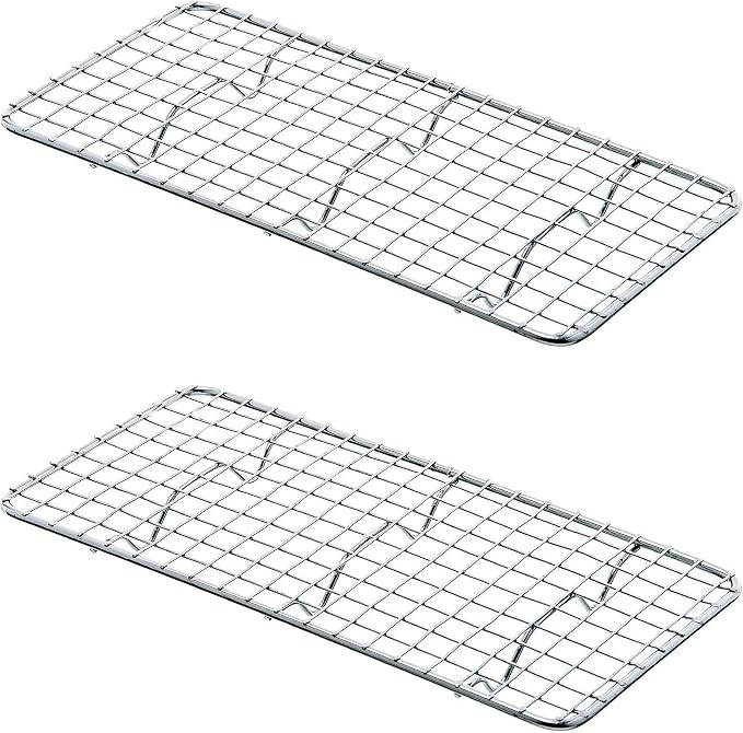 TrueCraftware- 5"x 10" Third Size Rectangular Wire Pan Grate Chrome-Plated Set of 2-Fits Third Size Sheet Cookie Pans Cooling Rack Baking Sheet Grate Cake Rack for Pies Cookies Pastries Cakes