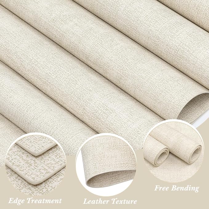 Leather Placemats Table Mats Set of 6, Beige | Reversible Non-Slip Table Placemats, Heat-Resistant and Waterproof for Dining Kitchen and Holiday Parties