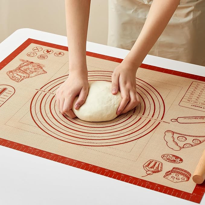 Silicone Baking Pastry Dough Mat - 28x20Inch Extra Large Thick Silicone Mat for Making Pie Bread Pizza, Nonslip Kitchen Pastry Mat for Dough Rolling Kneading, Heat Resistant Oven Liner Gift for Baker