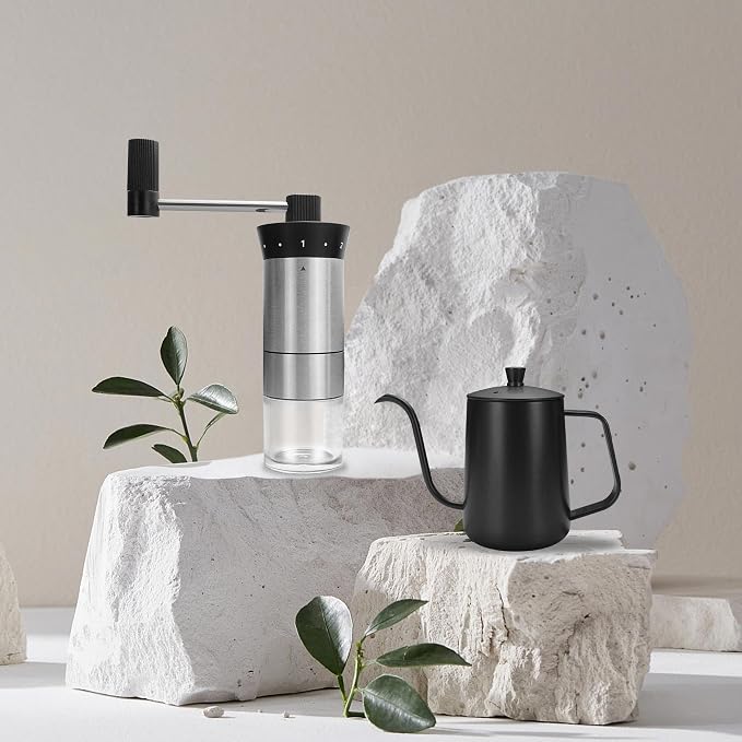 Pour Over Coffee Maker Set Includes Coffee Scale & Manual Coffee Grinder | Complete Pour Over Drip Coffee Set, Glass Coffee Carafe and V60 Drip Coffee Filter, Ideal Coffee Set for Birthday Gift