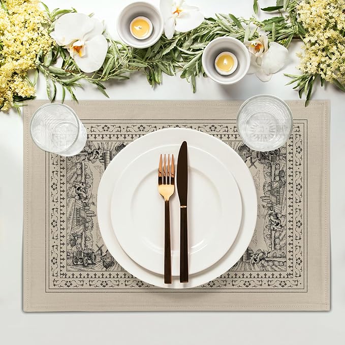 Farm Placemat Set of 4,Farmhouse Cow House Table Mat 12 x 18 Inch Vintage Animal Heat Resistant Place Mat for Party Kitchen Dining Decoration
