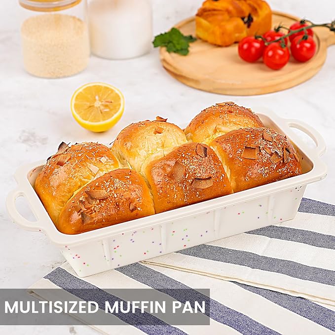 Vinino 2 Pack XLarge Nonstick Silicone Loaf Pans 12.5 x 5.5'' for Baking | Extra-Large Pans for Make-Ahead Loaves, Paired Desserts, Freezer Meals & Neat Storage Of Neutral Style Bakeware Sets