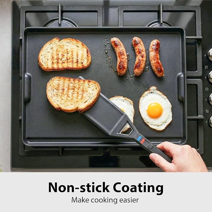 Utheer Griddle Combo Set, Ceramic Nonstick Cast Aluminum Flat Top Griddle | Includes versatile cooking surfaces for gas gril and BBQ use, easy-clean design for tailgating and family meals