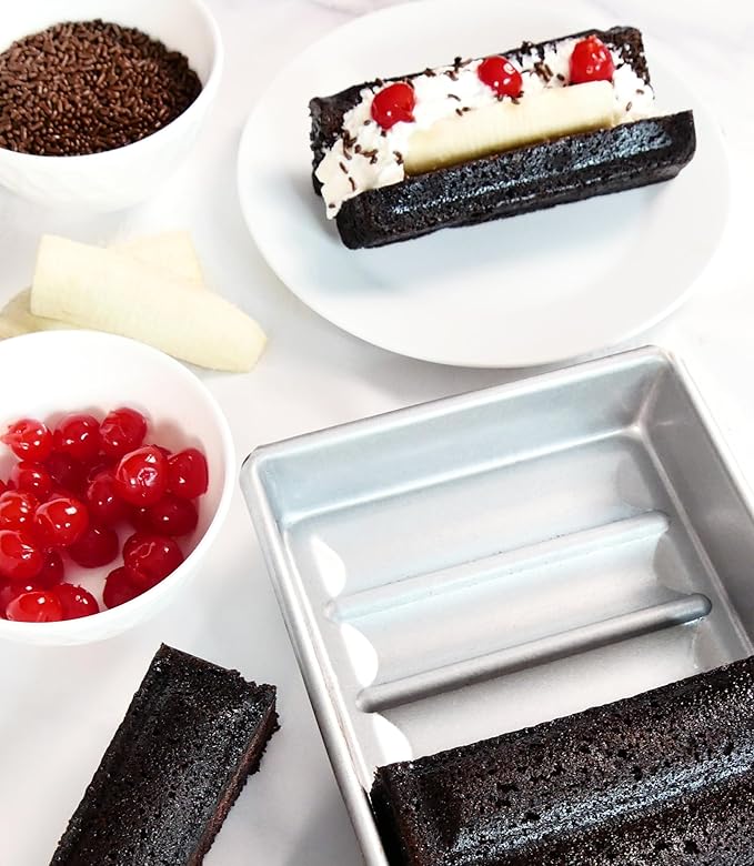 USA Pan Bakeware Nonstick New England Hot Dog Bun and Lobster Roll Loaf Pan, Aluminized Steel