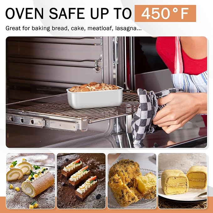 TeamFar Mini Loaf Pan, 12 PCS Stainless Steel Loaf Pans for Baking Bread | 6.3 x 3.5 Inch Bread Baking Pan for Homemade Bread, Meatloaf, Cake and Brownies, Non-Toxic, Oven & Dishwasher Safe