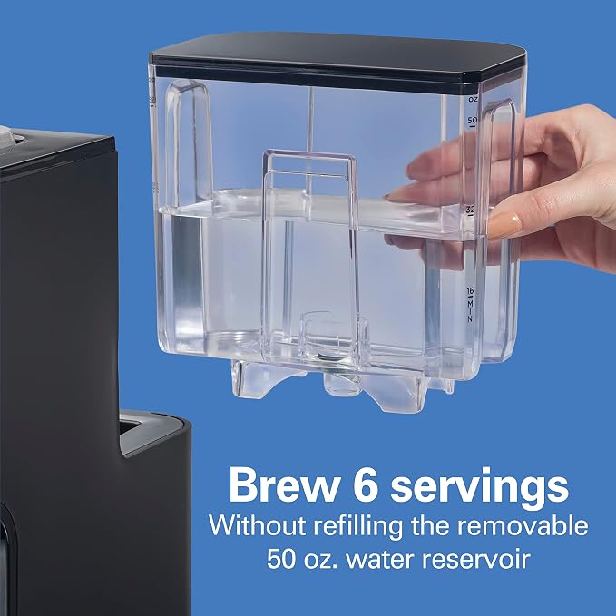 Hamilton Beach Gen 4 FlexBrew Single-Serve Hot & Iced Coffee Maker | Uses Pod Packs or Grounds | 4 Fast Brewing Cup Size Options |50 oz. Removable Reservoir | Black