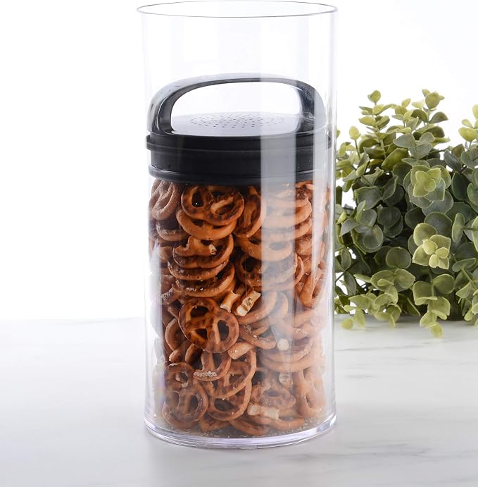 Prepara Evak Fresh Saver, Medium-Tall Airless Canister with Black handle, 2.3 Quart, Clear (Pack of 2)