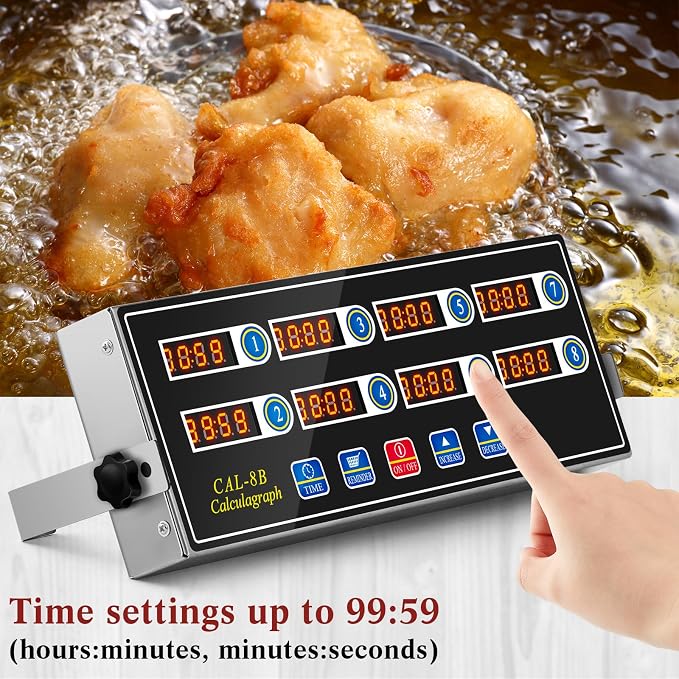 Relaxweex 1 Pack 8 Channel Kitchen Timers for Cooking, Commercial Digital Kitchen Timer with Loud Alarm, Large LCD Display, Restaurant Fryer, Chef, Baking Supplies