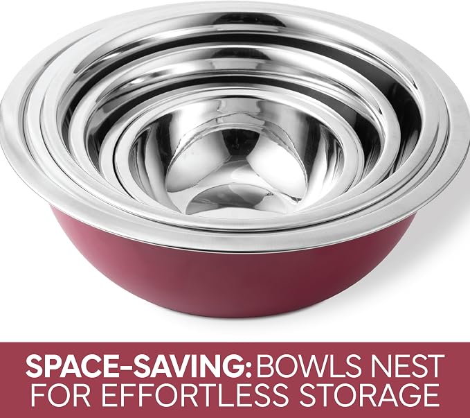 COOK WITH COLOR Stainless Steel Mixing Bowls Set - Nesting Bowls, 6 Pieces, Rose