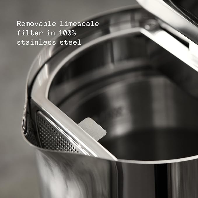 Aarke Kettle - Electric Stainless Steel Tea Kettle 1.2L (40oz), Steel | Temperature Control, Non-Drip Spout, Double-Wall Construction, Dry Boil Protection, Heat-Safe Handle, LED Cool-Down Indicator