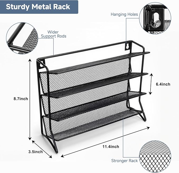 DIDITIME Spice Rack Organizer with 24 Glass Jars and 60 Labels, 4-Tier Seasoning Organizer for Cabinet, Countertop, Pantry or Wall Mount, Rust-Resistant Carbon Steel Spice Jar Set with Marker