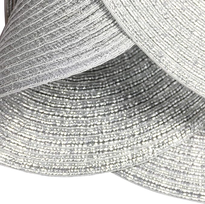 SHACOS Christmas Glitter Silver Placemats Set of 8 Sparkle Bling 15 inch Round Braided Table Mats Washable Place Mats for Dining Table Home Table Decor (Silver, 8)