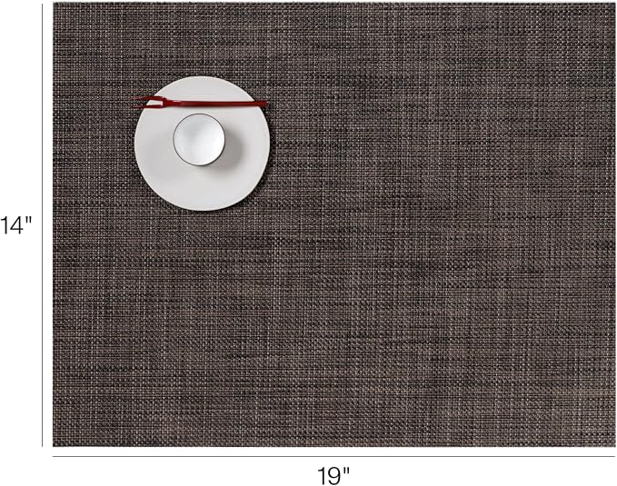 Chilewich Mini Basketweave Placemats, Woven Rectangle Placemats Set of 4 | Easy Care Woven Tabletop Textiles, Indoor/Outdoor, Dark Walnut, 19" x 14"