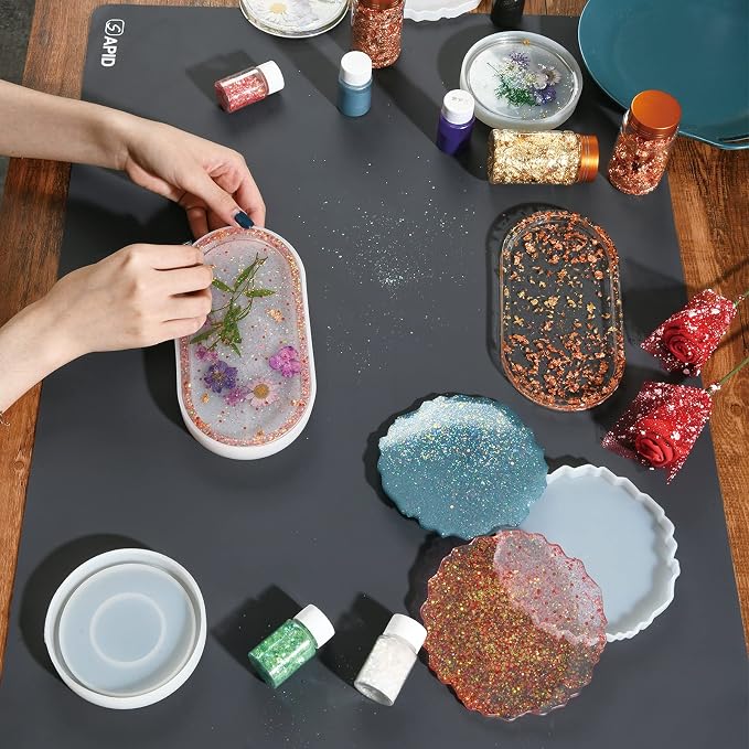 Sapid Large Silicone Sheet for Crafts Silicone Mat for Resin Art Painting | Extra Thick Jewelry Casting Mats,Nonstick Nonslip for Epoxy Resin,Art Painting,Heat-Resistant Counter Mat 20"x27.9" Dark Gray