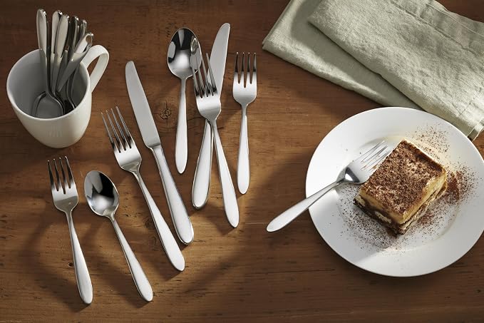 Oneida Silverware Set, Mooncrest Everyday Flatware Set, Service For 4, 18/0 Stainless Steel, Knives Spoons And Forks Sets, Dishwasher Safe, Utensils, Home And Kitchen, Silver 20 Piece (Pack of 3)